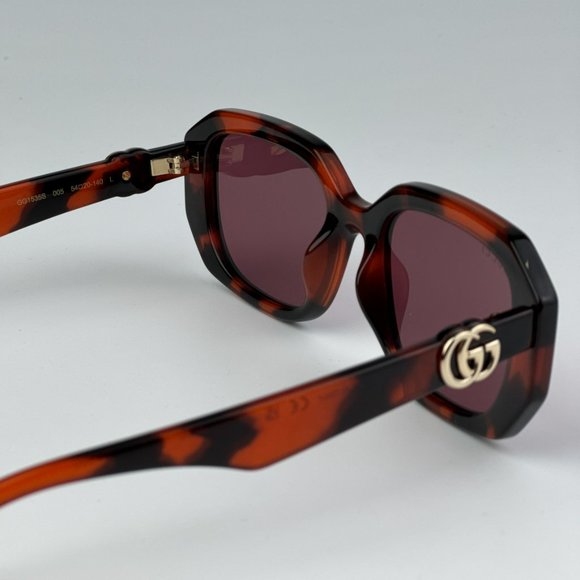 Gucci GG1535S 005 BRAND NEW Sunglasses Orange Havana Violet Women Geometric - Picture 10 of 11